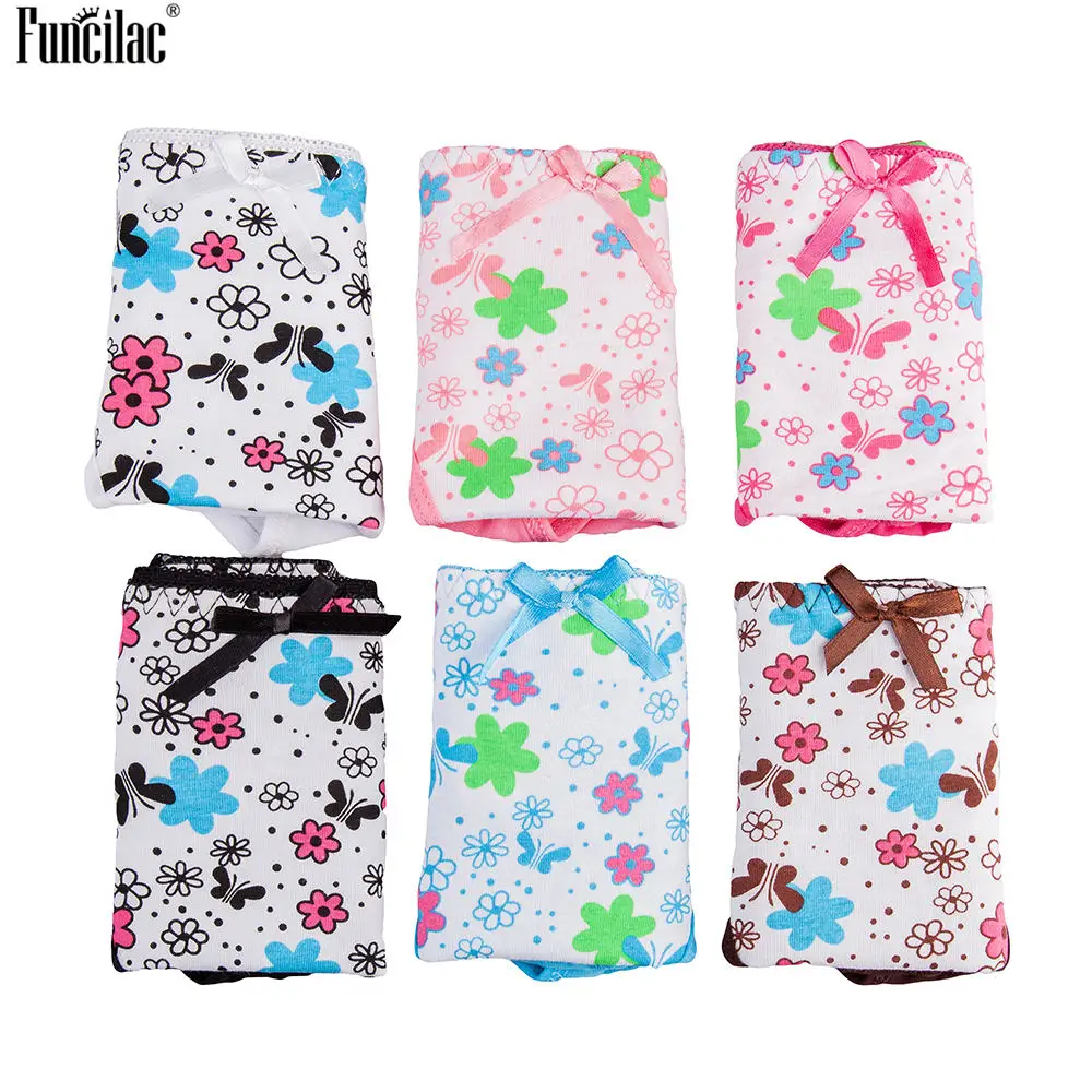 FUNCILAC Underwear Women G String Sexy Seamless Underpant Floral Print Grils Low Waist Patchwork Bfifes Bikini Panties(1 Piece)