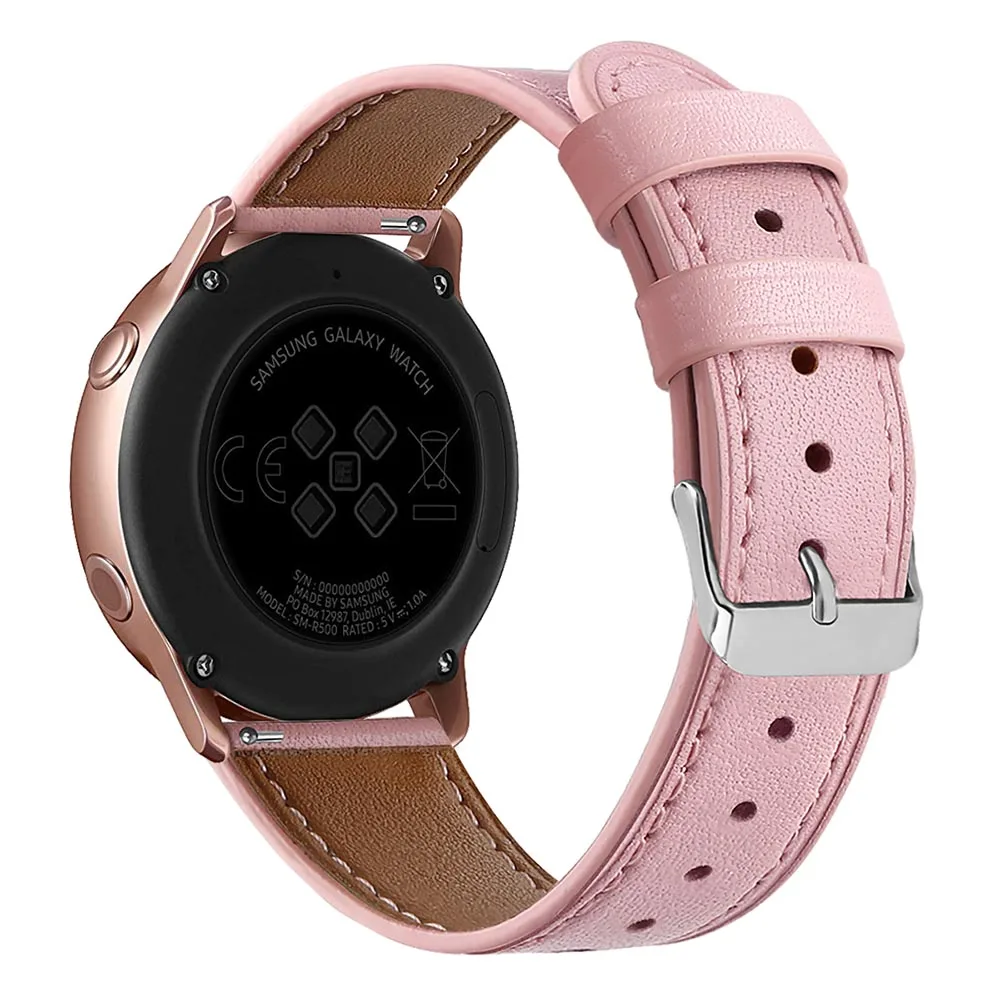 Tschick для samsung Galaxy Watch Active band, 20 мм быстросъемный роскошный ремешок из натуральной кожи для Galaxy 42 мм - Цвет ремешка: Pink