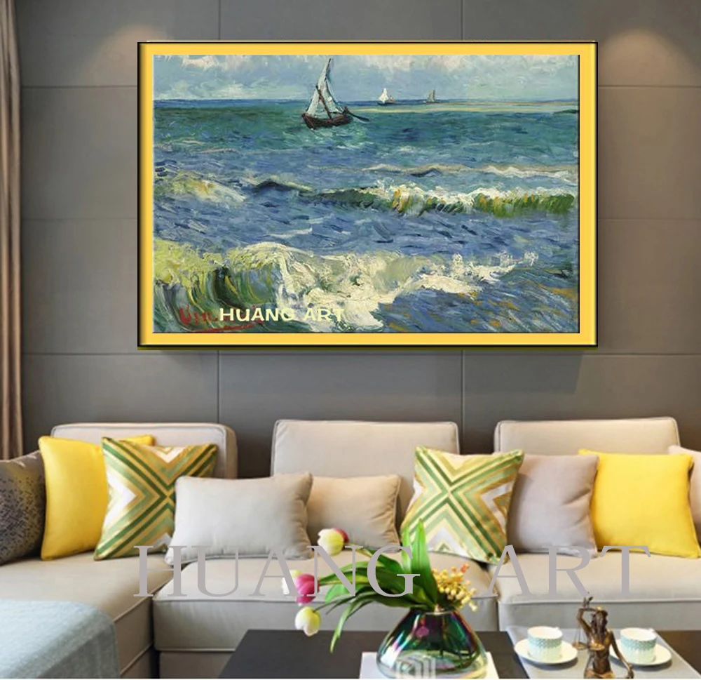 Морской пейзаж рядом с Les Saintes Maries De La Mer от Vincent Van Gogh картина маслом Rep ручная