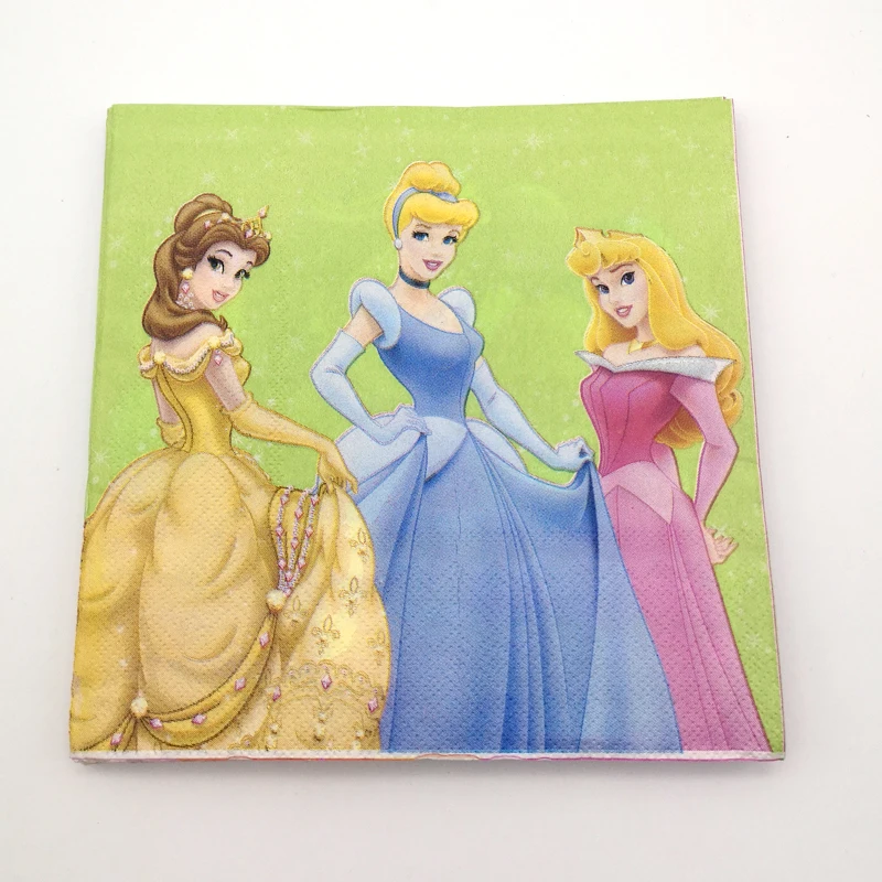 

20PCS/LOT Wedding Events Party Kids Favors Decoration Princes Theme Tissues Food Grade Paper Napkins Birthday Baby Shower Towels