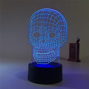 

Skull Head Shape LED Light Touch Changing Bulb Terror Theme Party Decoration Scary Gift Horrible Atmosphere Colors Changing
