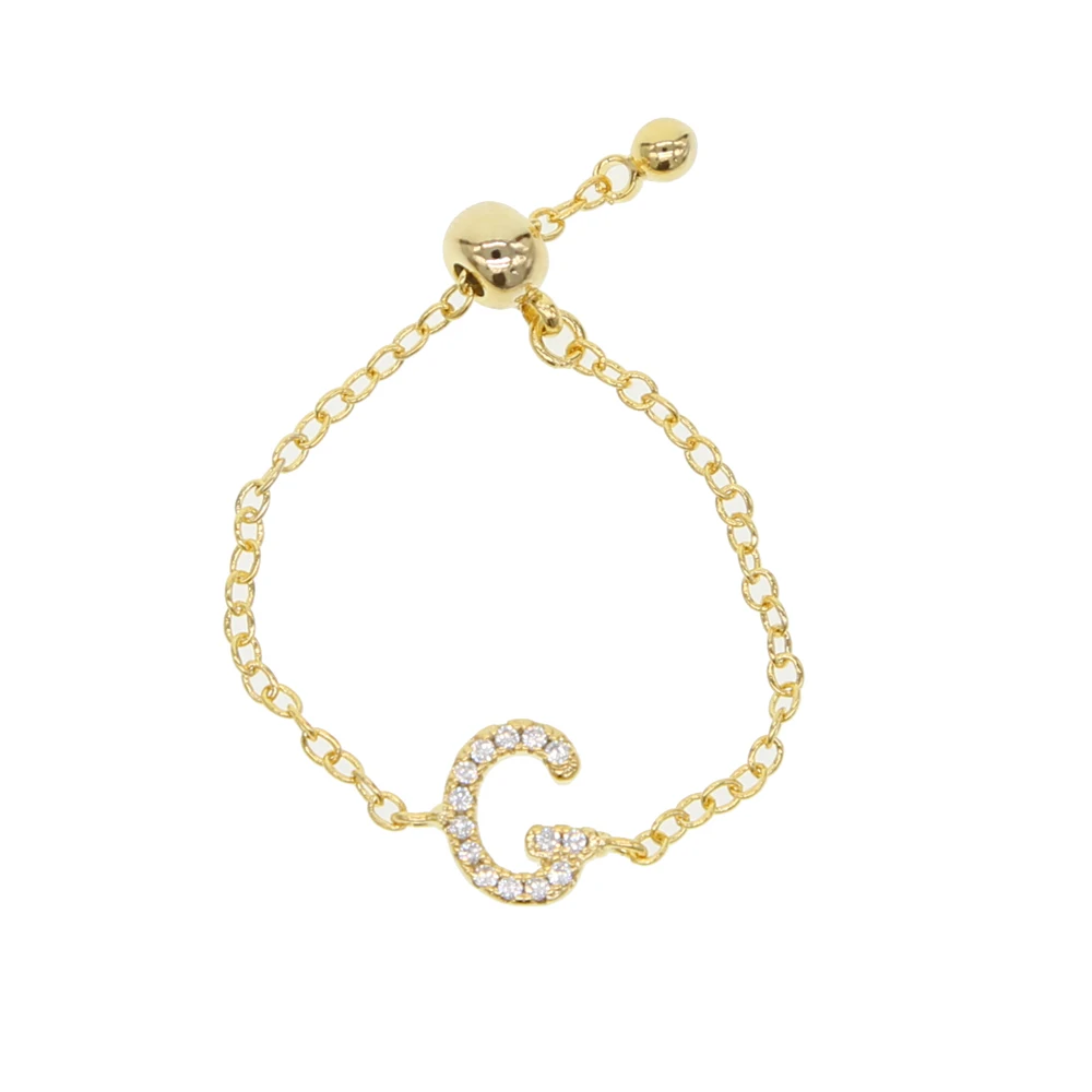 Амулет Alphebet, милые микро буквы с фианитами, высокое качество, звеньевая цепочка,, новейший дизайн, серебряное золото, минимальное кольцо на цепочке - Цвет основного камня: G