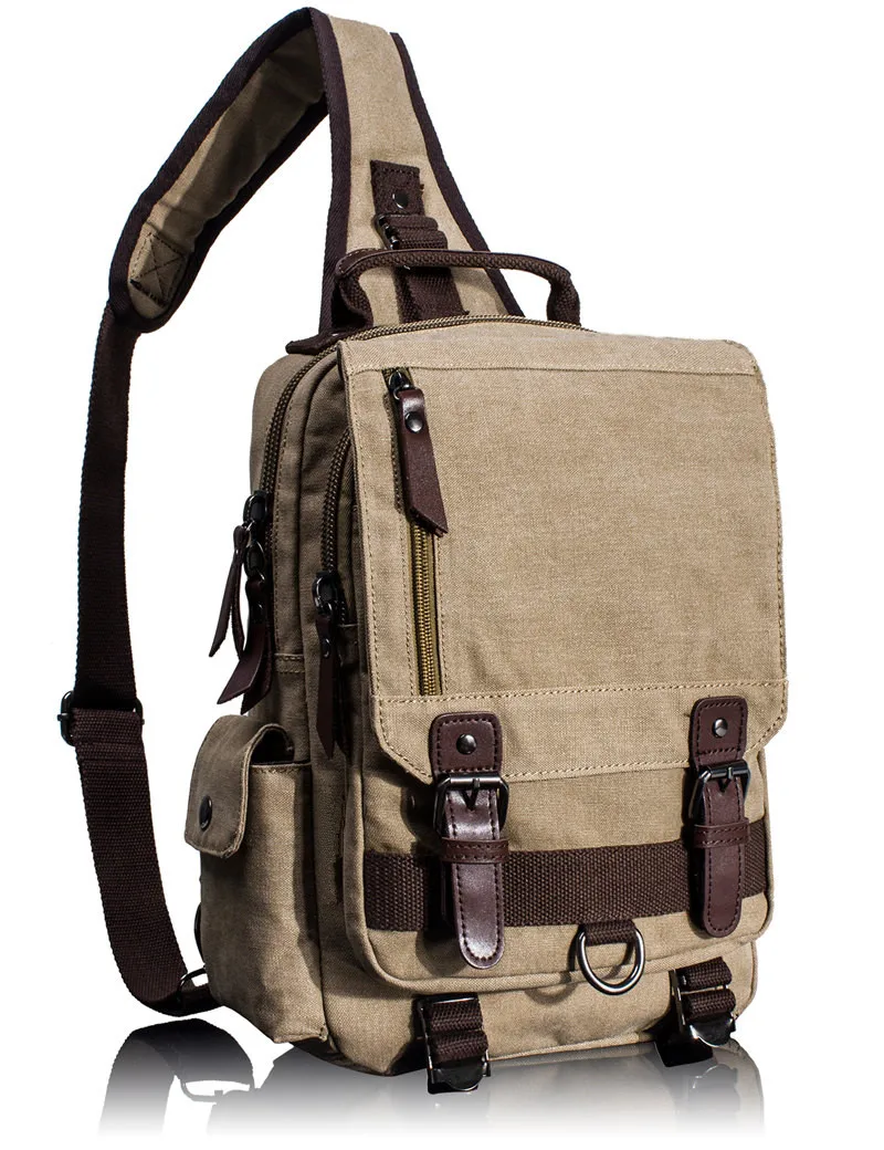 Холщовые сумки через плечо для мужчин и женщин, ретро кожаная военная сумка-мессенджер, нагрудная сумка на плечо, сумка-слинг, Большая вместительная сумка