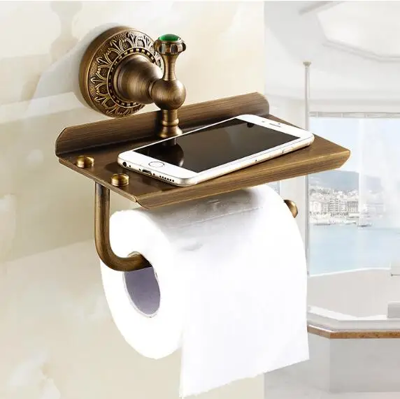 

Free Shipping antique bathroom paperroll holder with phone shelf bathroom Mobile phone towel rack toilet paper holder tissue box