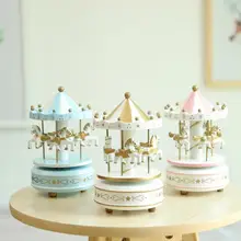 3 цвета merry-go-круглая деревянная музыка для украшения коробок карусельная лошадка музыкальная шкатулка Рождество Свадьба День рождения подарок Прямая