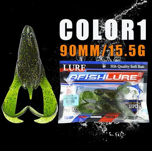 2 шт./лот Afishlure приманка-лягушка для рыбалки приманки комплект 90 мм 15,5g резиновые мягкие приманки для рыбалки со спинингом, рыболовные снасти, лягушка искусственная приманка Isca - Цвет: Color 1