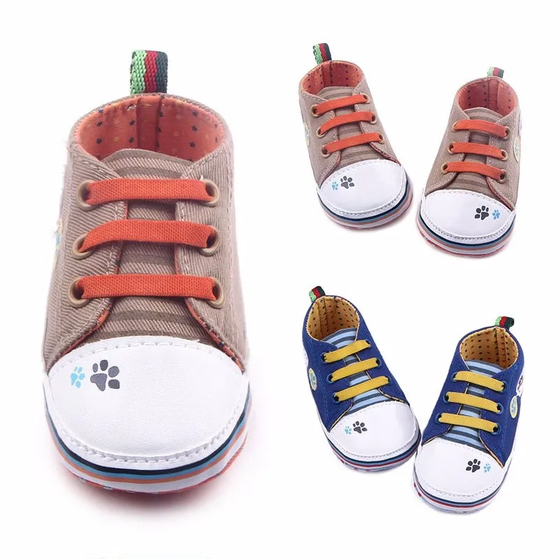 Новорожденных мягкой подошве детская собака Прайнтс Обувь прекрасный Обувь для малышей Дети Обувь для мальчиков девочек Холст Prewalker Обувь