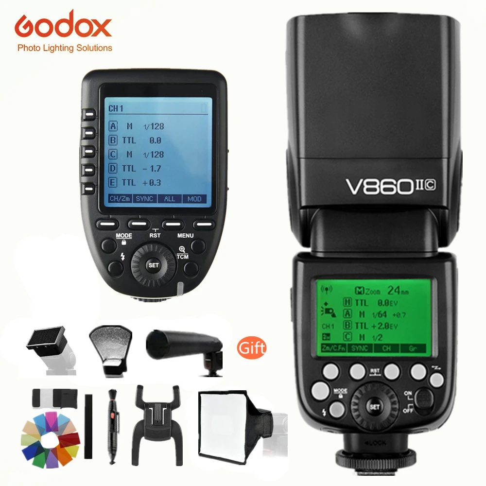 

Godox V860II-C V860IIC Speedlite GN60 HSS 1/8000s TTL Flash Light +Xpro-C Wireless Flash Trigger XPro-C Transmitter for Canon