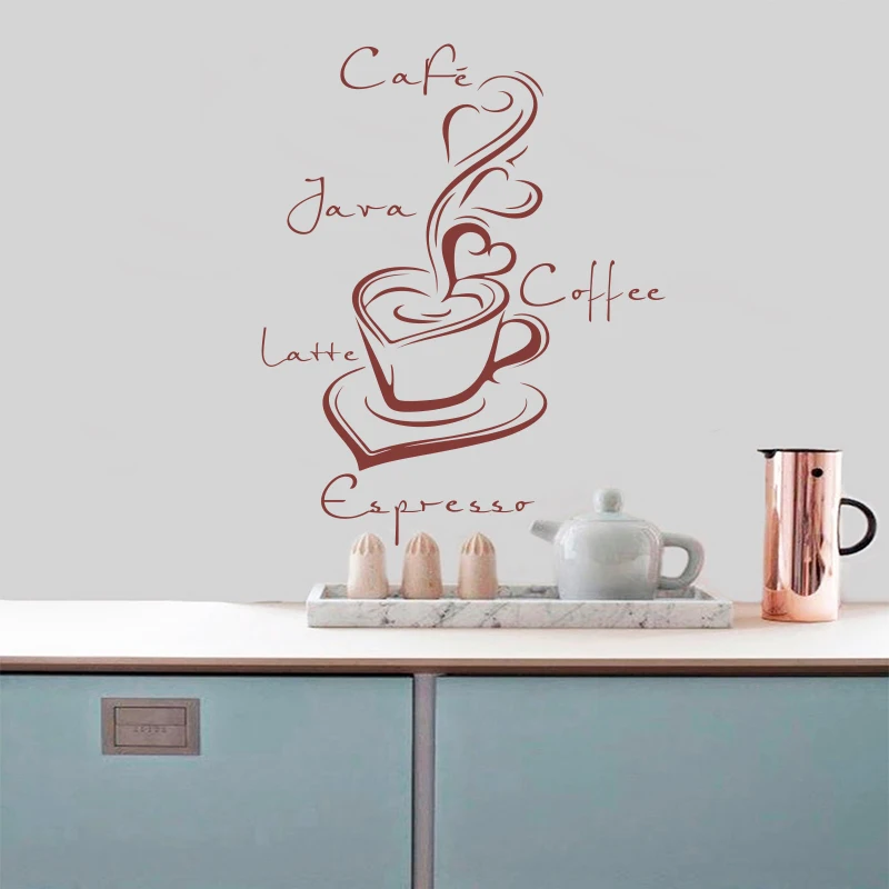 W076 grains de café tasse cuisine café applique murale poster 3D art stickers vinyl chambre