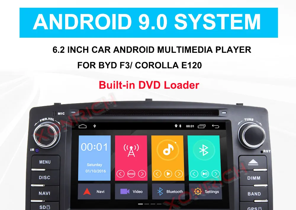 Xonбогатый Android 9,0 автомобильный dvd-плеер для Toyota Corolla E120 BYD F3 2 Din Автомобильный мультимедийный Стерео gps Авторадио Навигация Wifi OBD2