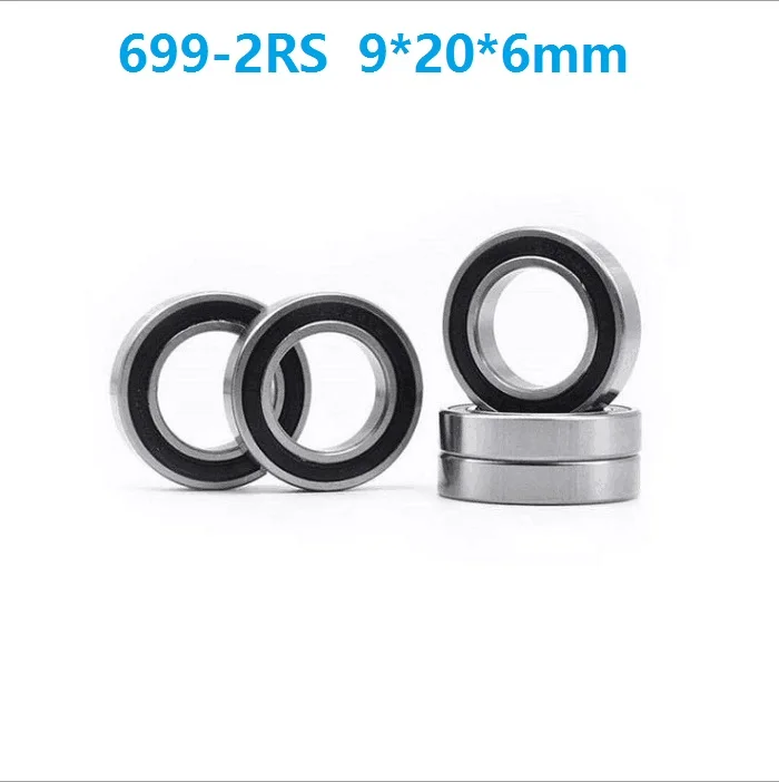 100pcs/lot 699RS 699-2RS 699 2RS RS 9*20*6mm Rubber sealed deep groove