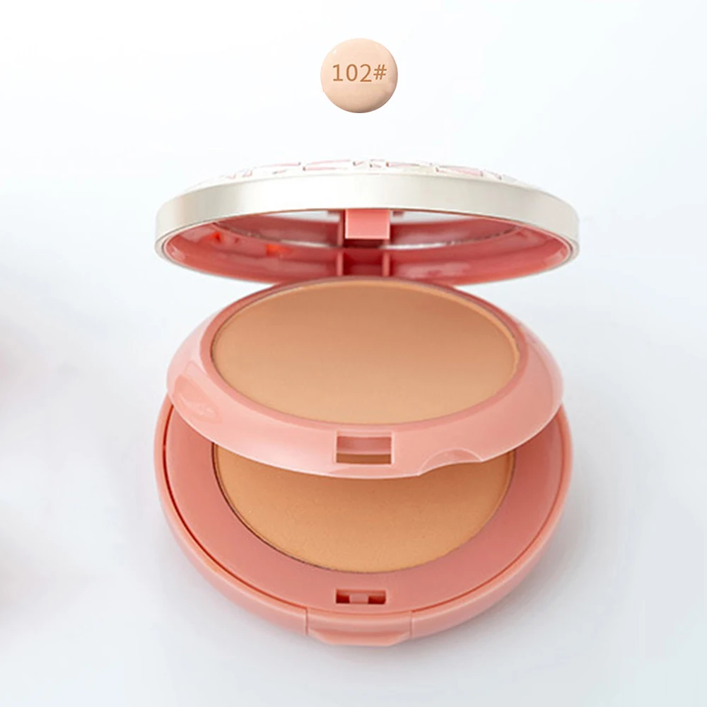 2 Colors Natural Face Powder Foundations Oil-control Brighten Concealer Whitening Make Up Pressed Powder with Puff TSLM1 - Цвет: 02