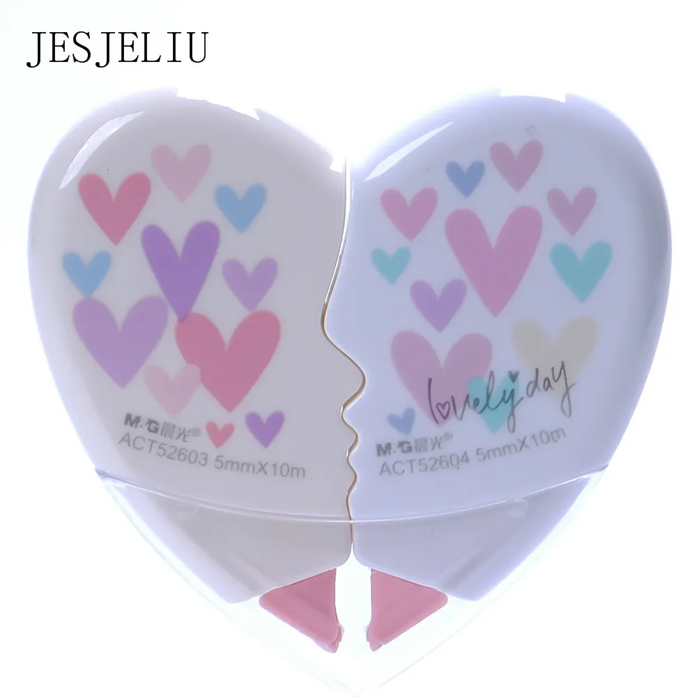 

2 pcs/pair Love Heart correction tape material escolar kawaii stationery office school supplies papelaria 10M