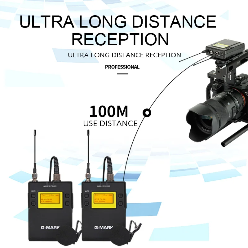 G-MARK G3 Профессиональный UHF беспроводной микрофон двойной петличный микрофон приемник передачи для Canon Nikon камеры sony Osmo Карманный