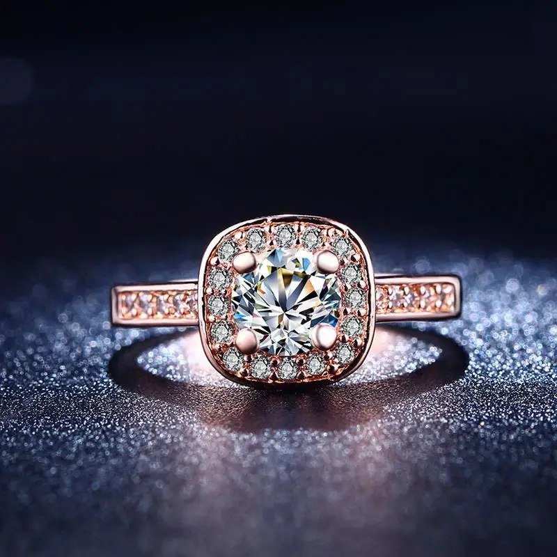 

Rose Gold Color Classic Simplicity Square CZ Crystal Fashion Wedding & Engagement Ring Jewelry For Women R559 R560