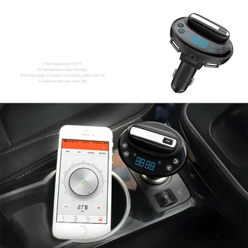 

Handsfree MP3 High Quality with Luminous Button V8 Quick Charger Car Bluetooth Dual USB FM Transmitter Headset Music Player