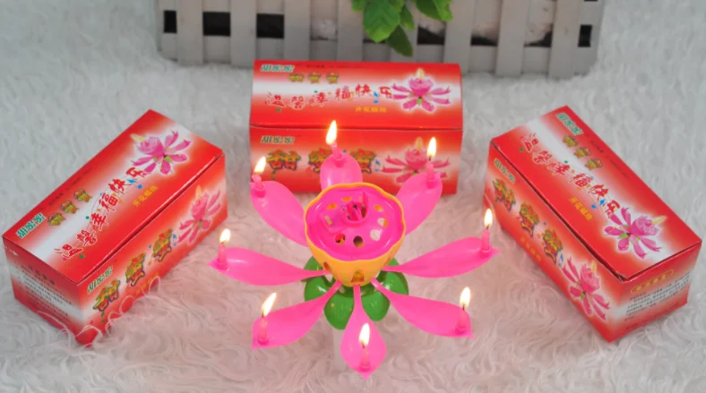 

artificial lotus happy birthday musical plastic music candle holder intellectual birthday candle