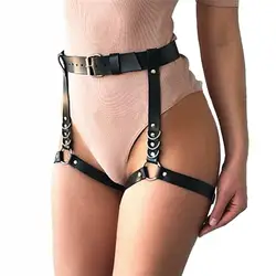 Костюм в стиле панк ручной работы с круглым вырезом на талии, модные сексуальные женские кожаные подвязки с поясом для чулок