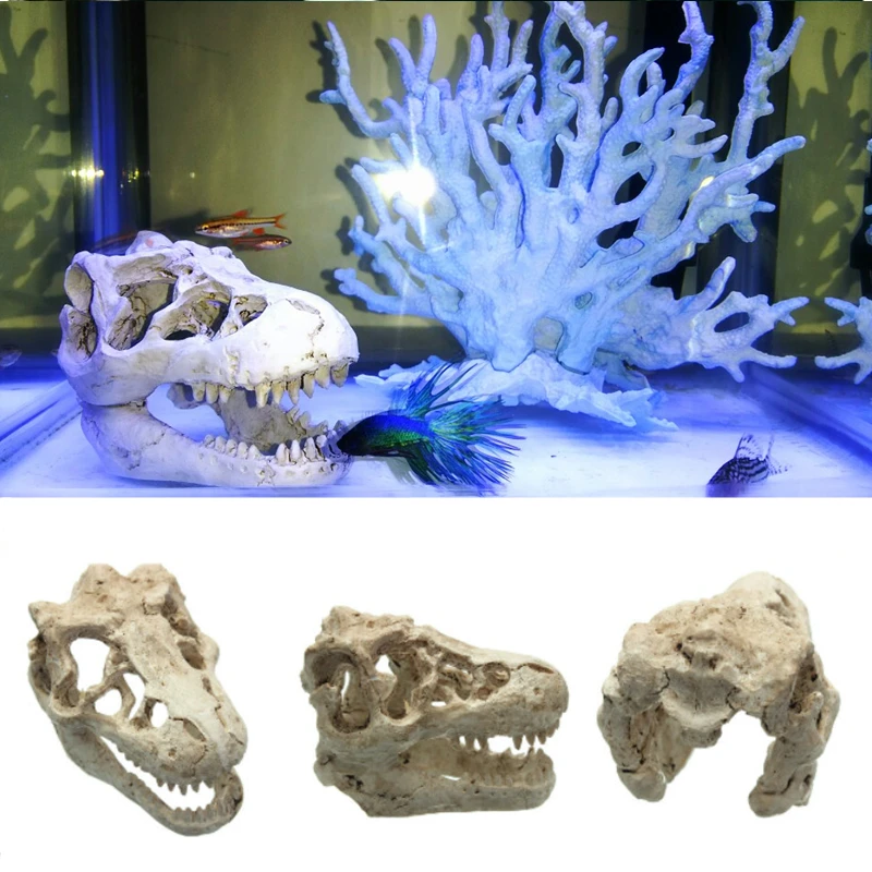 Hot Resin Artificial Aquarium Dinosaur Skull Decoration Fish Tank
