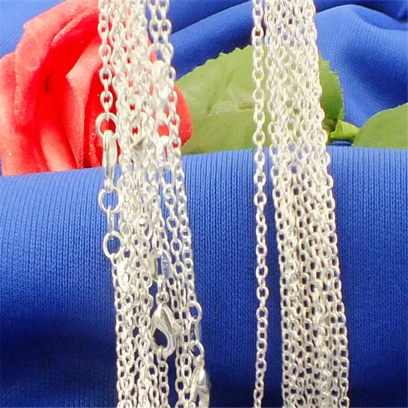

H:HYDE Wholesale 16/18/20/22/24/26/28/30 inch Necklaces Silver Color Women Jewelry Chains Necklaces 5pcs/lot