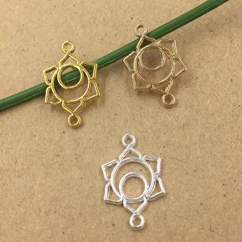 

200 PCS 20*13mm Fashion Metal Alloy Gold/KC Gold/Silver Color Flowers Pendants Connectors Charm For Jewelry Making