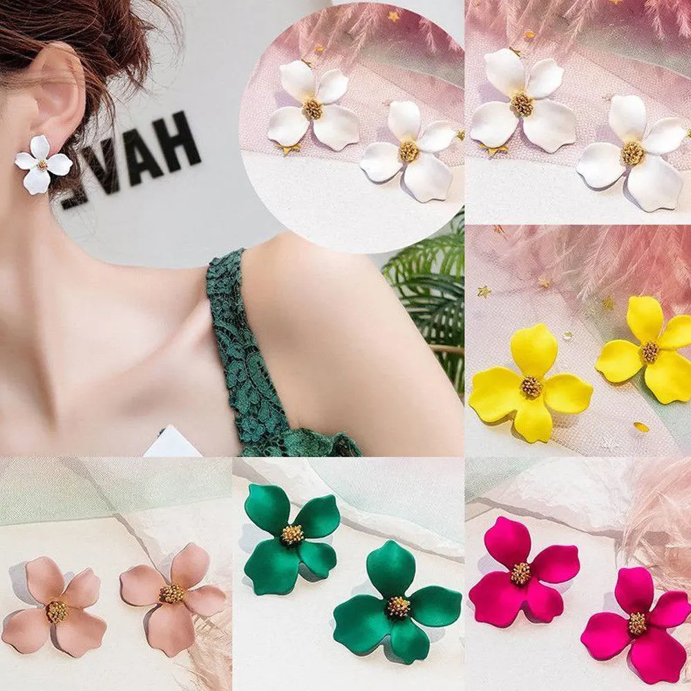 

Korean Style Cute Flower Stud Earrings For Women 2019 New Fashion Sweet Earrings Femme Brinco Wholesale Jewelry Sweet Brinco