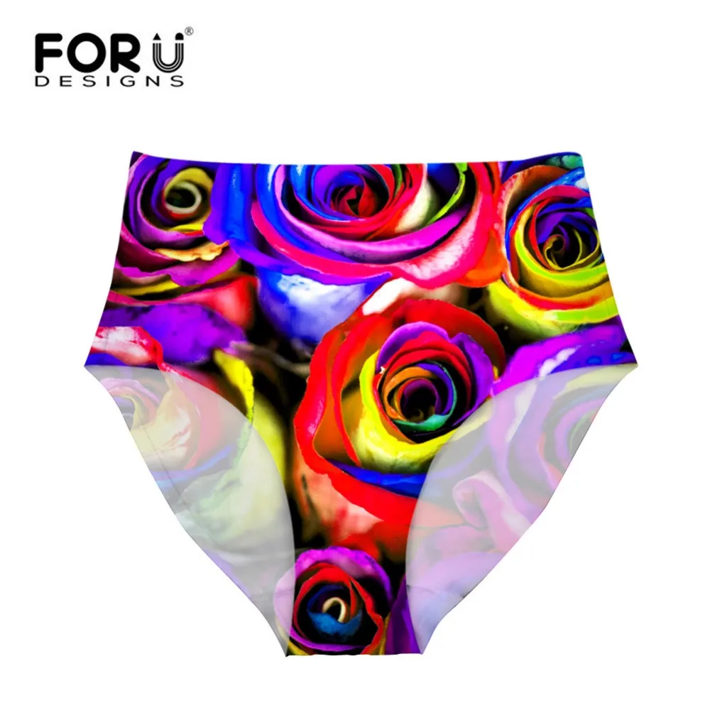 Forudesigns красочные Высокая Талия Для женщин Нижнее бельё невидимые цветочные с