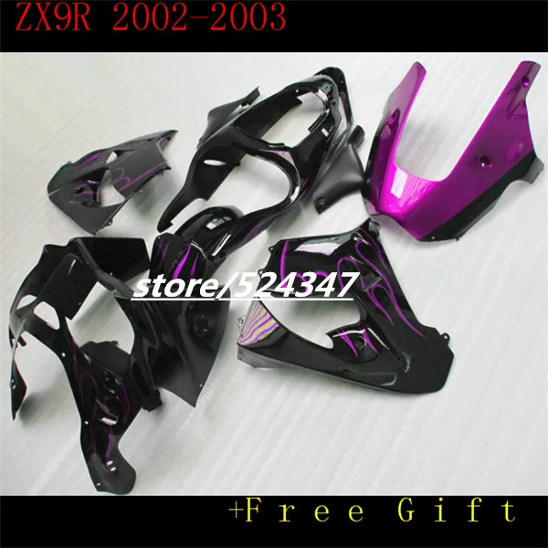 

Custom Painted Fairing Kits For Kawasaki ZX 9R 2002 2003 NINJA ZX9R 02 03 black Fairings Kit