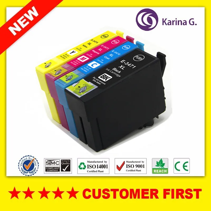 

Compatible for Epson T3471 T3472 T3473 T3474 34XL ink cartridge for WORKFORCE PRO WF-3720DWF 3725DWF etc.