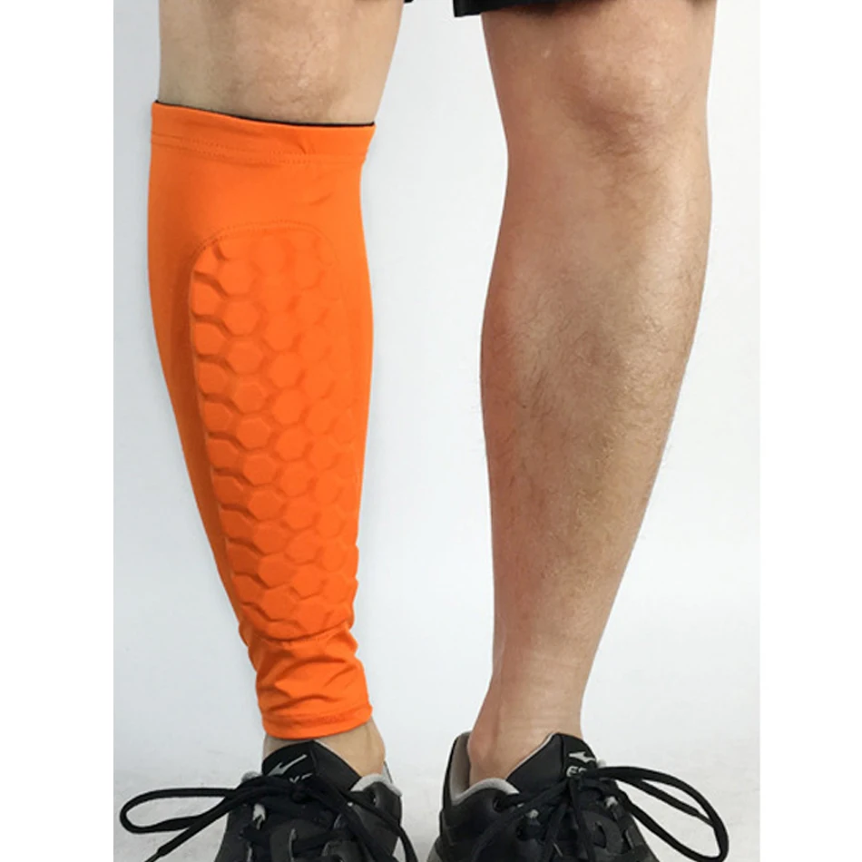 1 Piece Orange Стоящий 1 шт. сотовый голень защита профессиональные спортивные футбольные щиты футбольные леггинсы Shinguards ноги рукава защитное снаряжение - Color: 1 Piece Orange