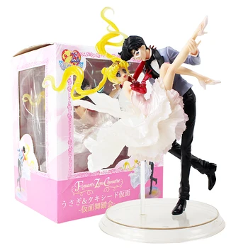

22cm Sailor Moon & Chiba Mamoru Masquerade Masked Ball PVC Action Figure Model Toy Dolls Gifts