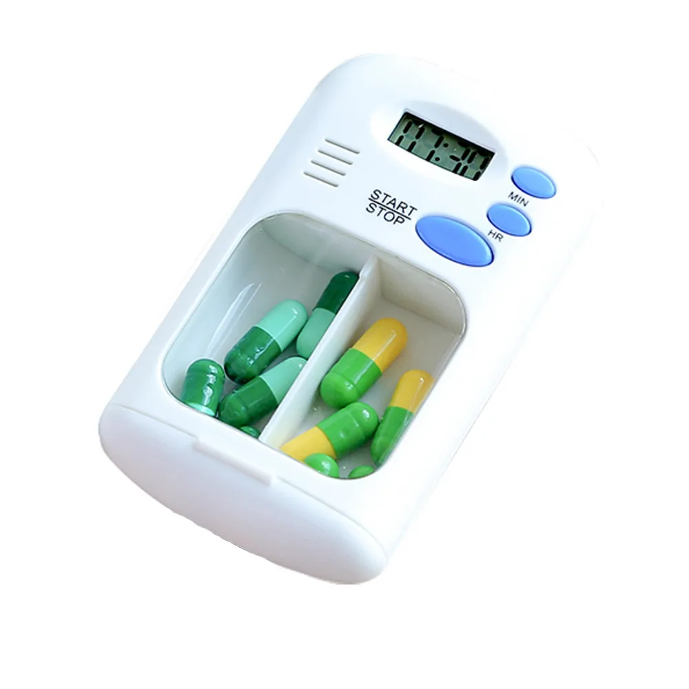

Mini Portable Daily Medicine Kit With Digital Alarm Clock Reminder Pills make up pillbox first aid kit cigarette case Y30
