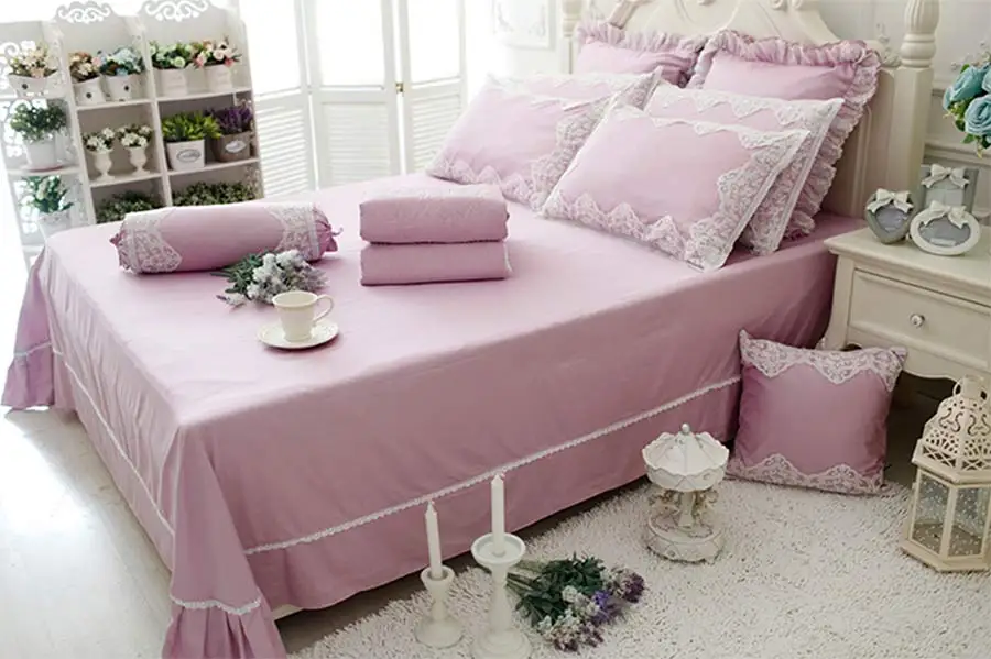Платье принцессы розового и фиолетового цветов кружева хлопка постельного белья, для девочки; женские хлопковые ботинки с плюшевой подкладкой Твин постельное белье bedshirt чехол пододеяльник - Цвет: style 04