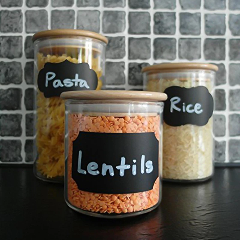 

Glass Jar Bottle Sticker Kitchen Organizer Labels Chalkboard Blackboard Shape Tag Home DIY Chalk Board Sign Bottle Sticker