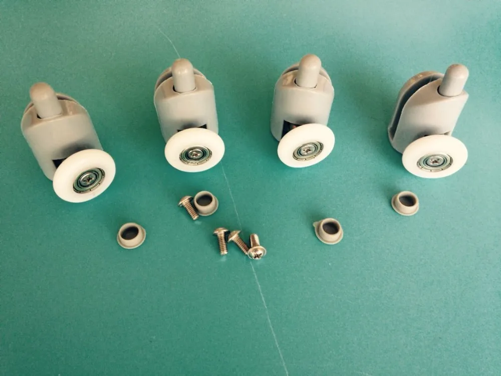 Set of 4 Bottom Single SHOWER Door ROLLERS / Runners / Pulleys 25mm