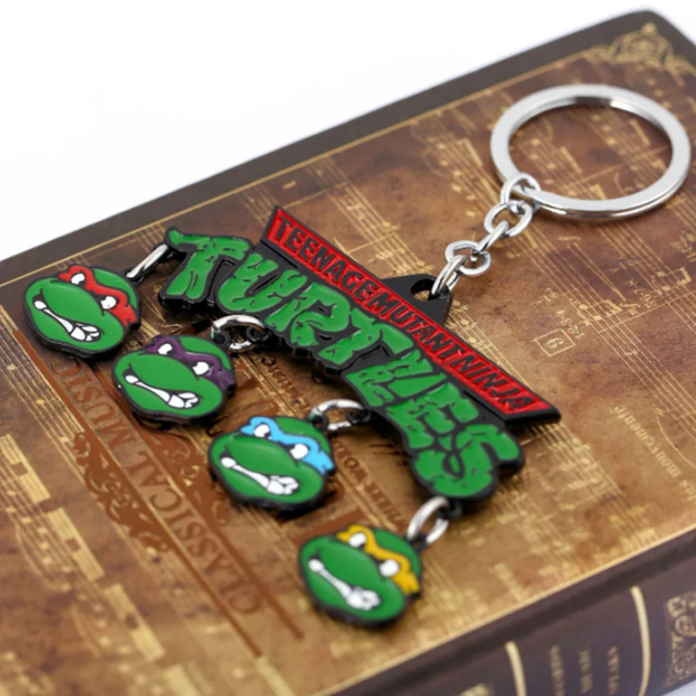 Animation Ninja Turtle Leonardo Da Vinci Raphael logo Alloy Key chain Movie Fancy Jewelry Costume Cosplay Halloween 1