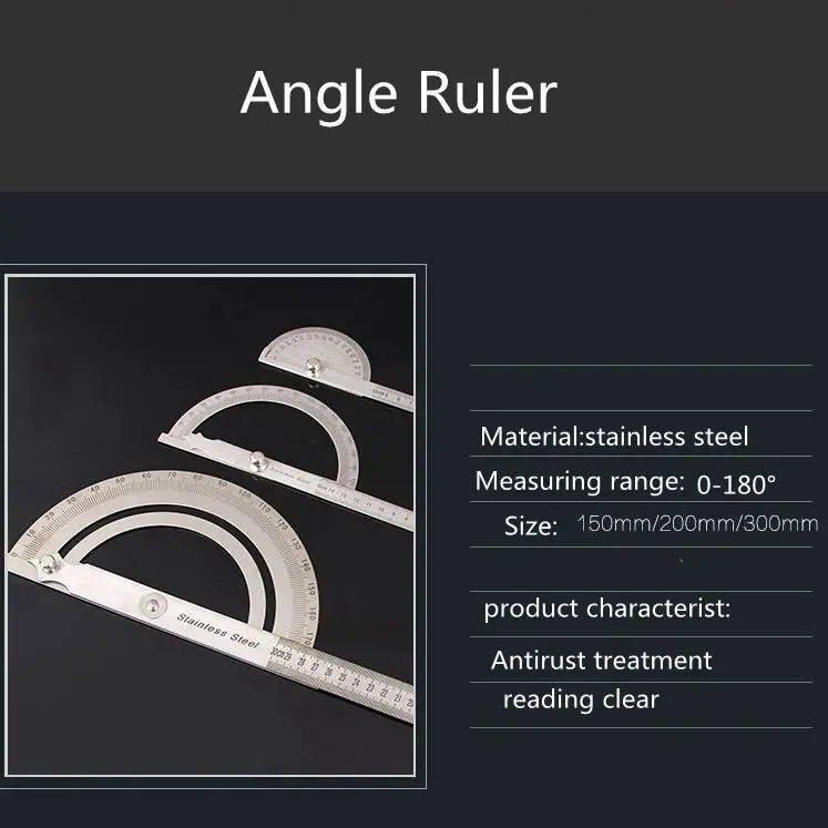 Нержавеющая сталь круглая голова 180 градусов транспортир Angle Finder поворотный линейка Угол Правитель 100 мм 150 мм 300 мм