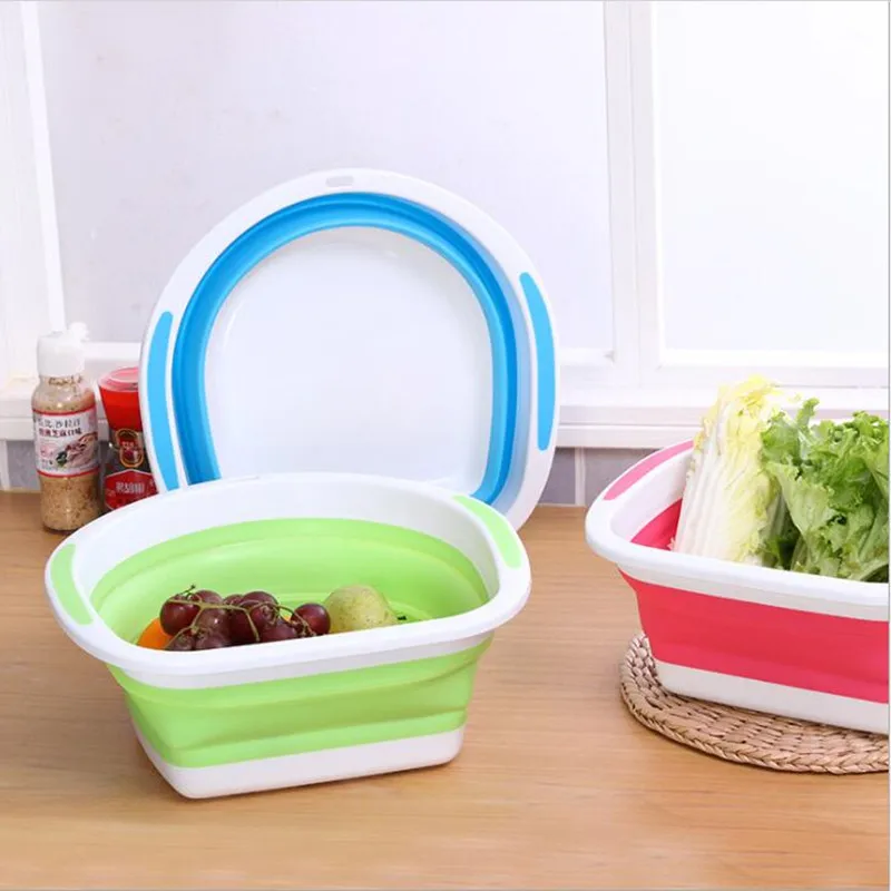 

Collapsible Basin High Capacity Fruit Washing Washbasin Foldable Portable Basin Household Cleaning Kitchen Organizer Hotel Basin
