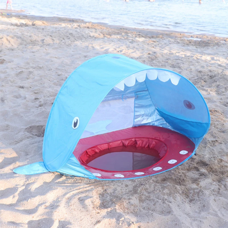 

Shark Shape Baby Beach Tent Pop Up with Pool UV Protection Canopy Sun Shelter Outdoor Camping Sunshade for Kids Children