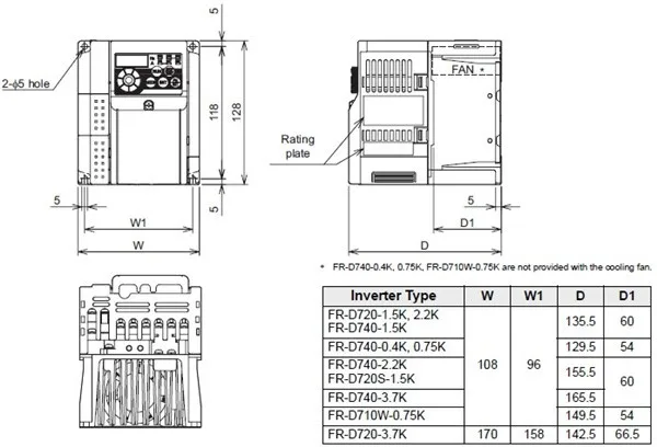 Вход 3 ph 220V Выход 3 ph преобразователь частоты FR-D720-3.7K 200~ 240V 16.5A 3.7KW 0,2~ 400 Гц