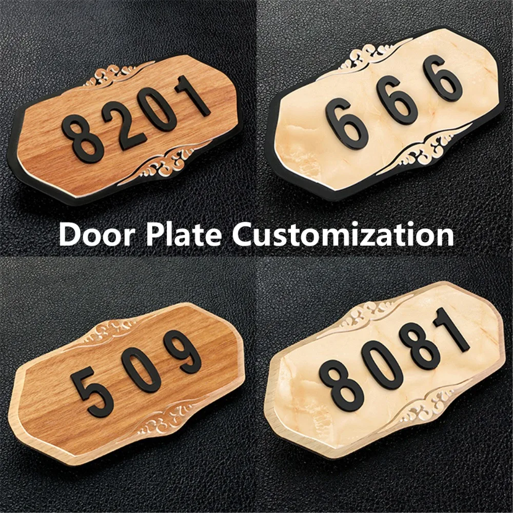 

Customized Door Plates Wooden Arcylic 3D Digits for Home Gates Hotel Room Personalized House 3 or 4 Numbers Huisnummer Stickers