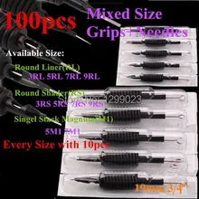 100 шт. одноразовые зажимы для татуировки с подходит иглы 3/5/7/9 RL RS 5/7 M1 Ассорти Смешанный Размеры 3/"(19 мм) для наконечник для тату-машинок