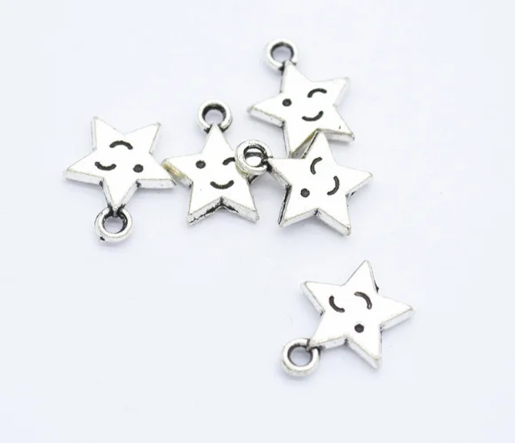 

160pcs Exquisite Star smiley face charms 14*12mm pendants Antique silver bronze bag Handmade earring bracelet necklace anklet