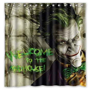 

Free Shipping!CustomBatman Funny Role&Joker Background Printed Waterproof Polyester Shower Curtain&Bath Curtain(Size 180X180CM)