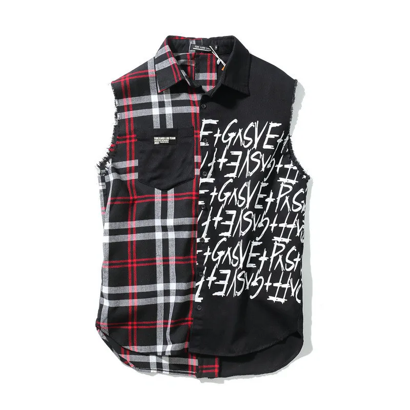 Compare Prices On Sleeveless Plaid Shirt Men- Online Shopping/Buy Mens Sleeveless Special Shirts Rock Punk Patchwork Crossfit Shirts Hip hop Streetwear Plaid Letters Printed Harajuku - Compare Prices On Sleeveless Plaid Shirt Men- Online Shopping/Buy