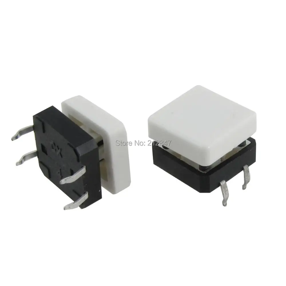 10pcs White Square Cap Momentary Tactile Tact Push Button Switch 12 x