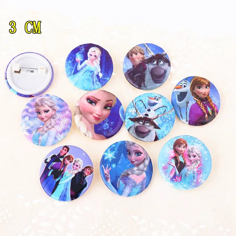 

10PCS Elsa Princess Badge Plastics Brooch For Distintivos Clothes Decorative Rozet Collar Scarf Lapel Pins repair cloth