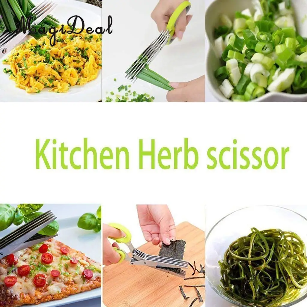 Kitchen Shallot Scissors 5 Layers Hreb Cutter Green Onion Herb Cutlery, Mincer, Sharp Dishwasher Safe, Culinary Chopper
