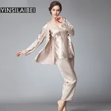 Женские пижамные комплекты удобные женские Пижамный набор из шелка пижамы из искусственного шелка для женщин зимние пижамы шелковая ночная рубашка SY108#30