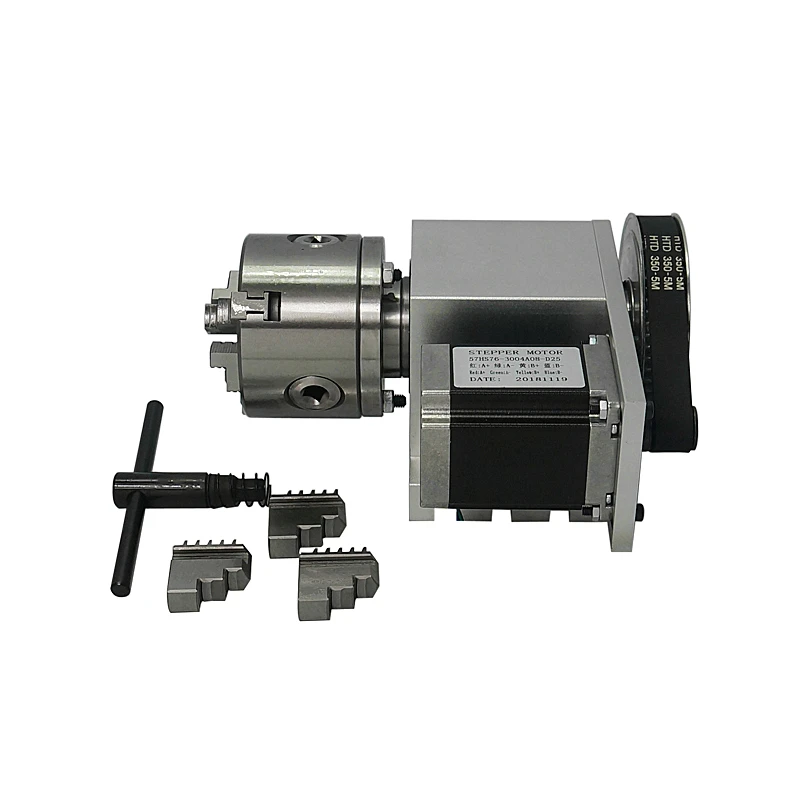 

CNC Rotary axis K5M-6-80 80mm 4th axis with chuck jaw for cnc router milling machine